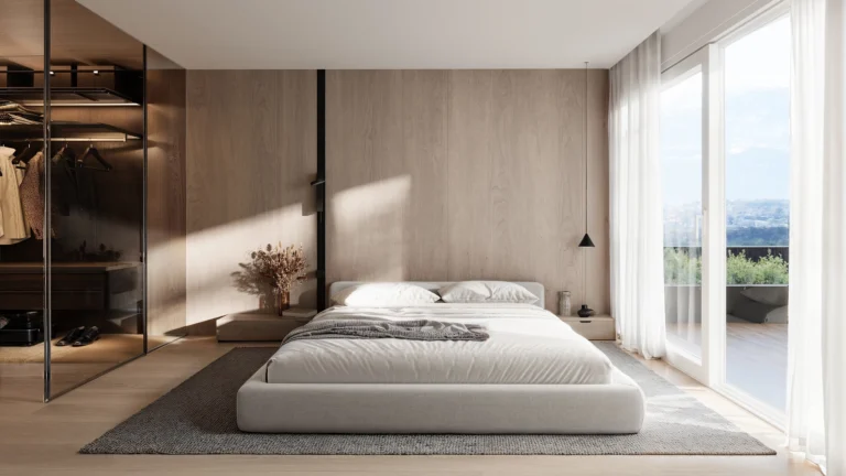 Chambre à coucher du Greeline à Savièse près de Sion by FM immobilier Suisse